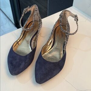 Seychelles vintage rockabilly Chic Suede and Snakeskin low Heel wedges